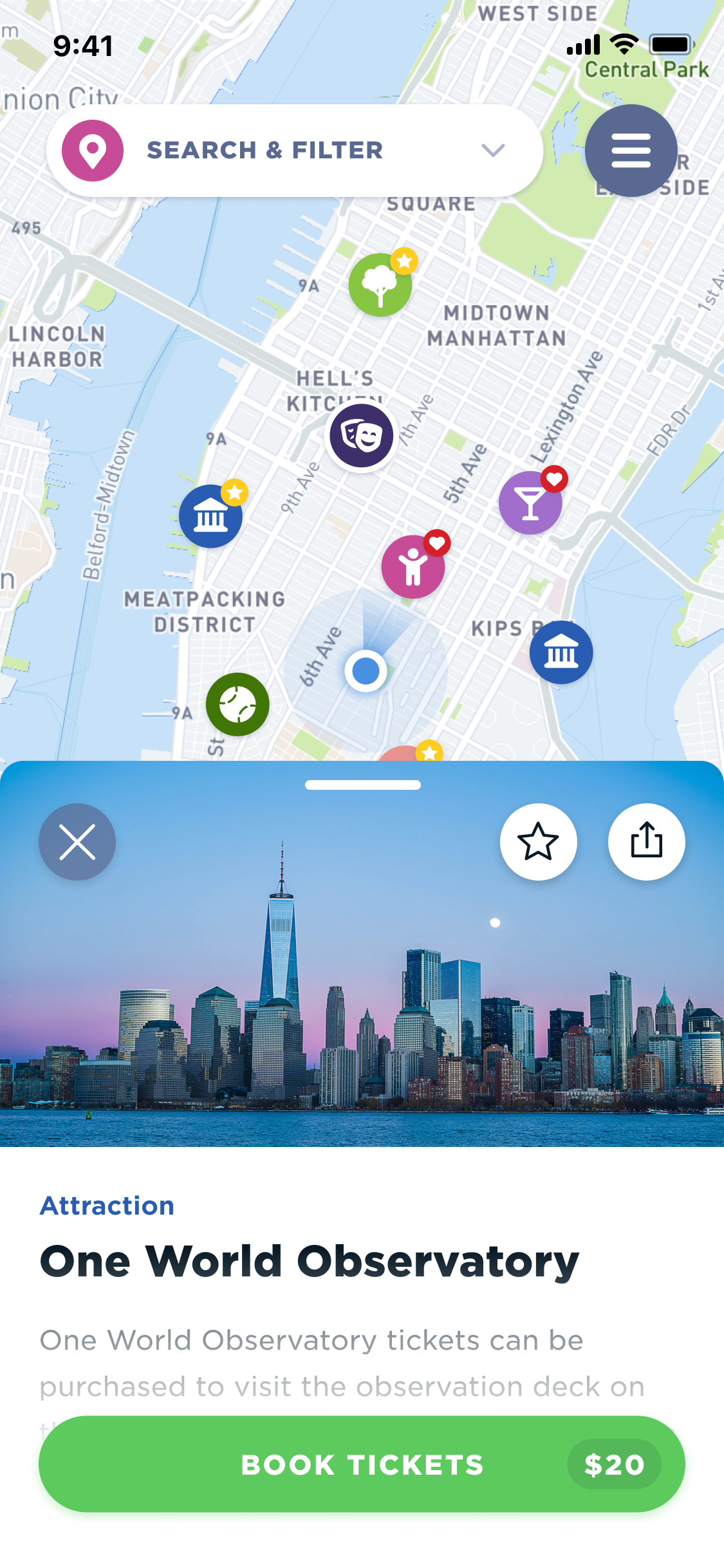 Eric's New York App - Map with points of interest